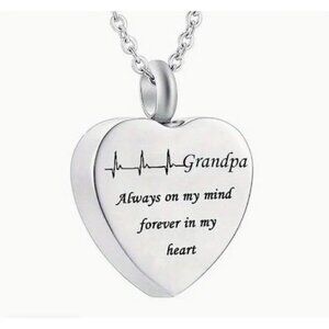 Grandpa Memory Heart Cremation Urn Pendant Necklace For Ashes